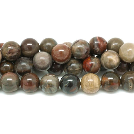 African Petrified Wood Agate  10mm Round - 15-16"