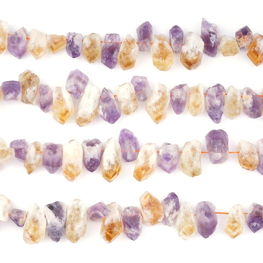 Amethyst & Citrine 16x35mm Nugget Rough, Top Drill - 15-16 Inch