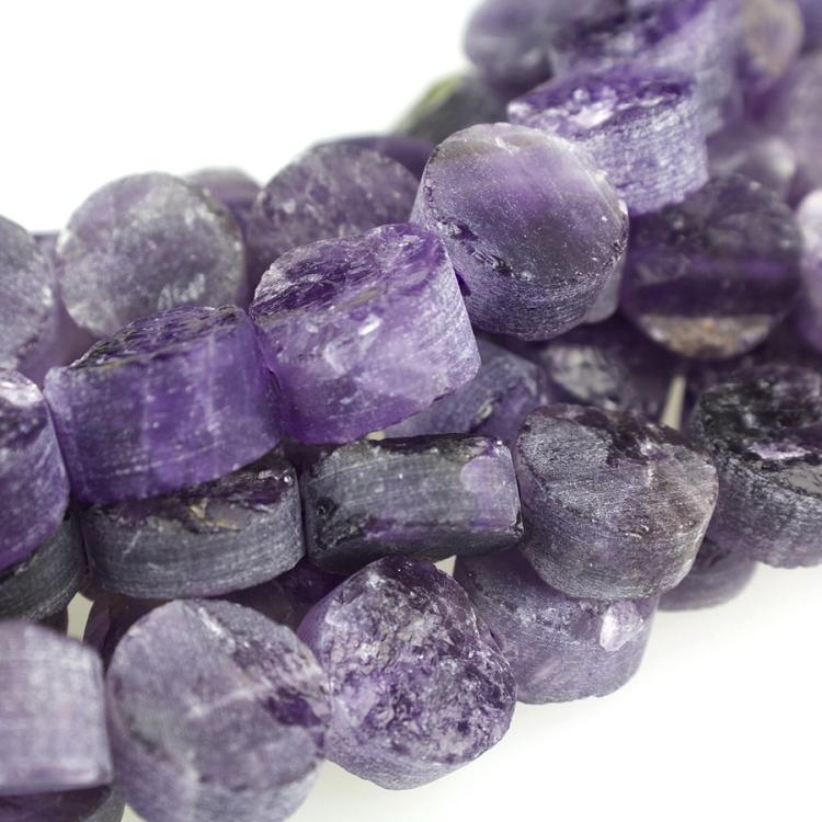 Amethyst 12mm Irregular Rough Coin 8-Inch