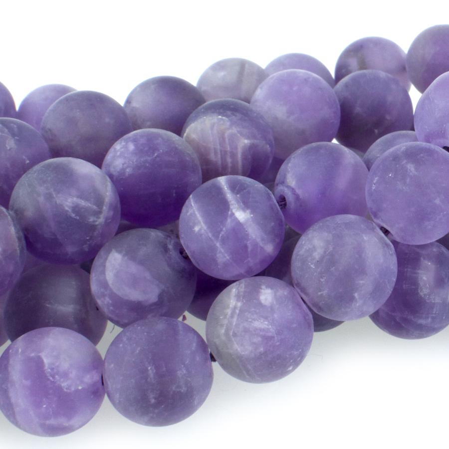 MATTE Amethyst 10mm Round 15-16 Inch