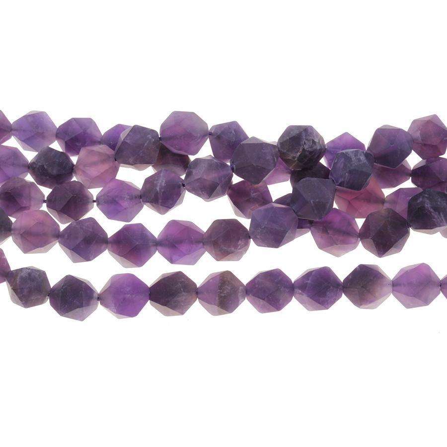 MATTE Amethyst 10mm Star Cut Round 15-16 Inch