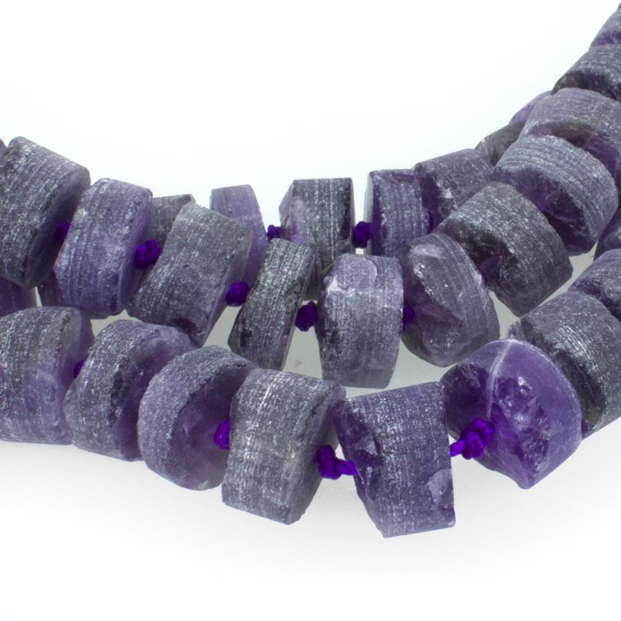 Amethyst 12mm Irregular Rough Heishi 8-Inch