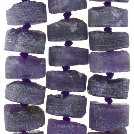 Amethyst 12mm Irregular Rough Heishi 8-Inch