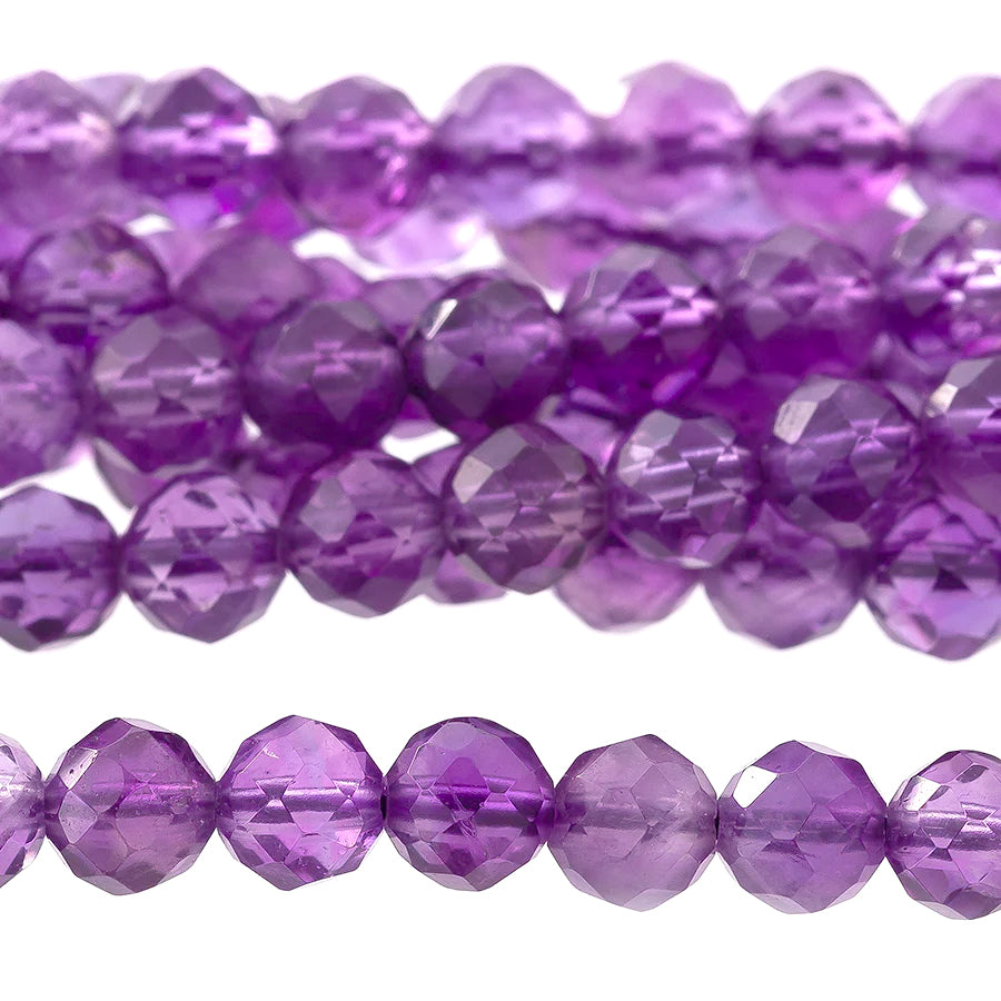 Amethyst 4mm Round Faceted A Grade - 15-16 Inch - Goody Beads