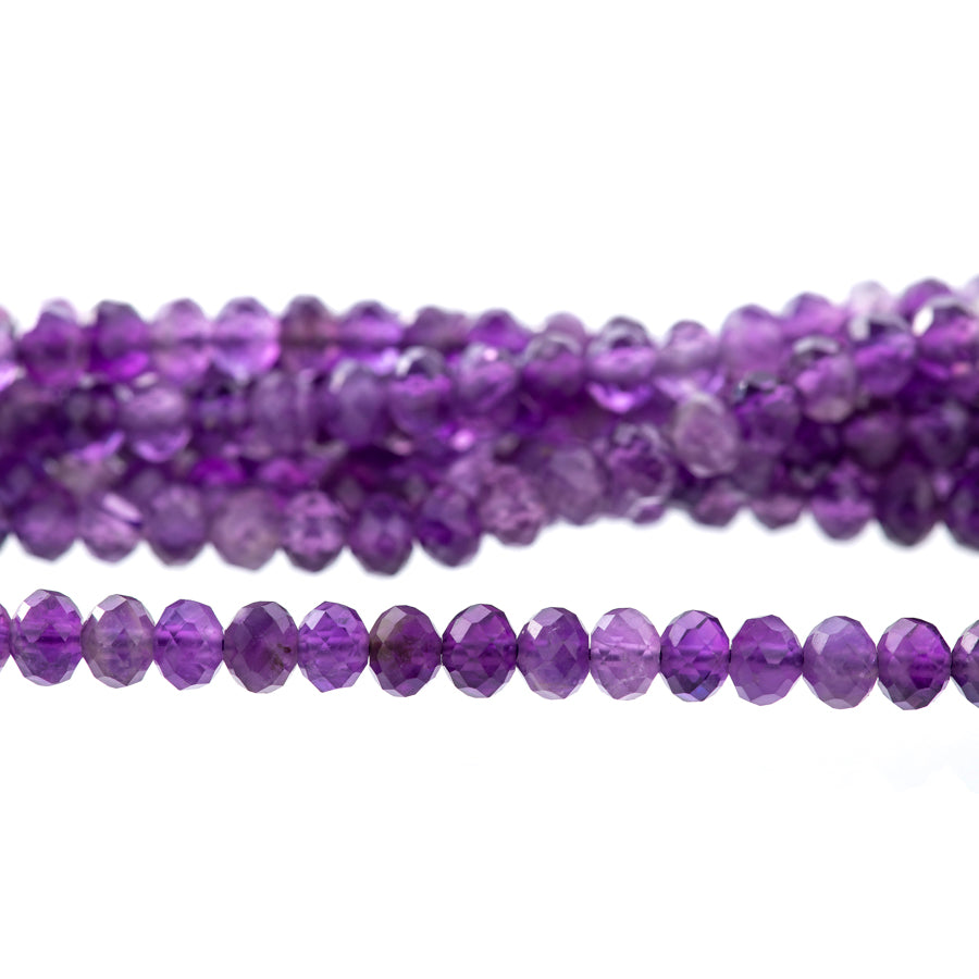 Amethyst 4mm Rondelle Faceted - 15-16 Inch - Goody Beads