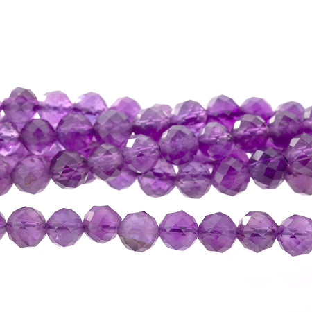 Amethyst 6mm Round Faceted A Grade - 15-16 Inch - Goody Beads