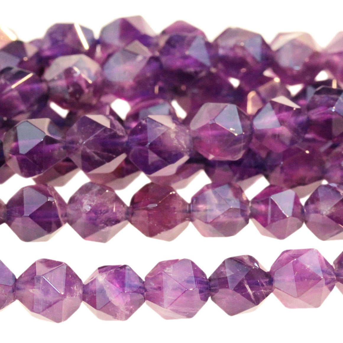 Amethyst 6mm Star Cut Round 15-16 Inch