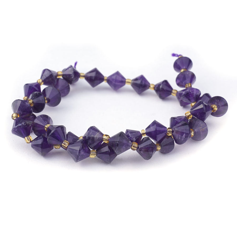 Amethyst 8mm Bicone Faceted A Grade - 15-16 Inch - Goody Beads