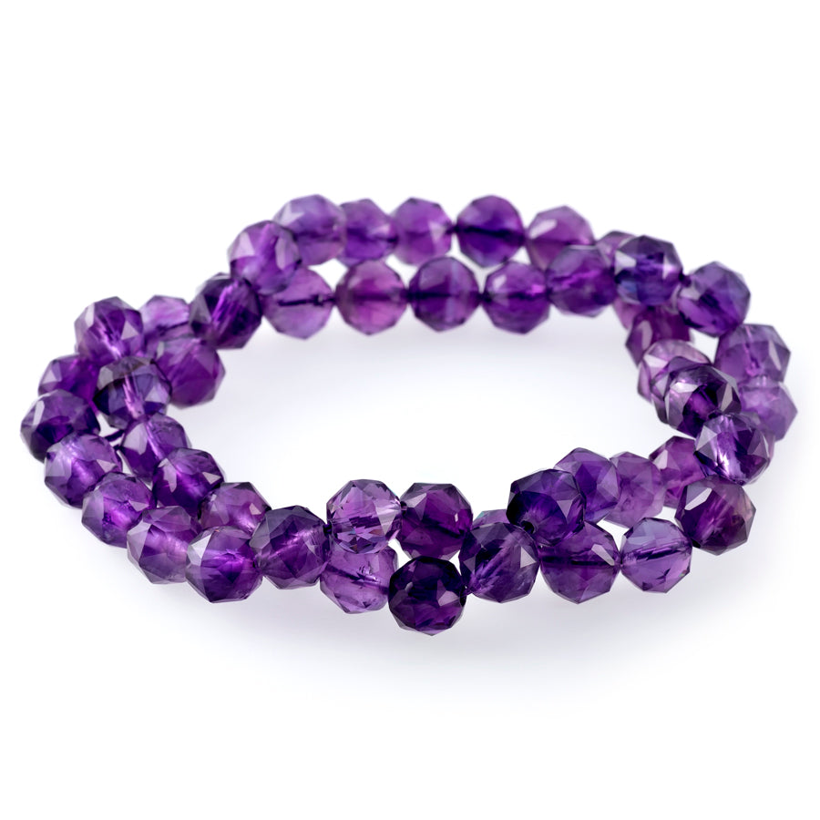 Amethyst 8mm Double Heart Faceted - 15-16 Inch