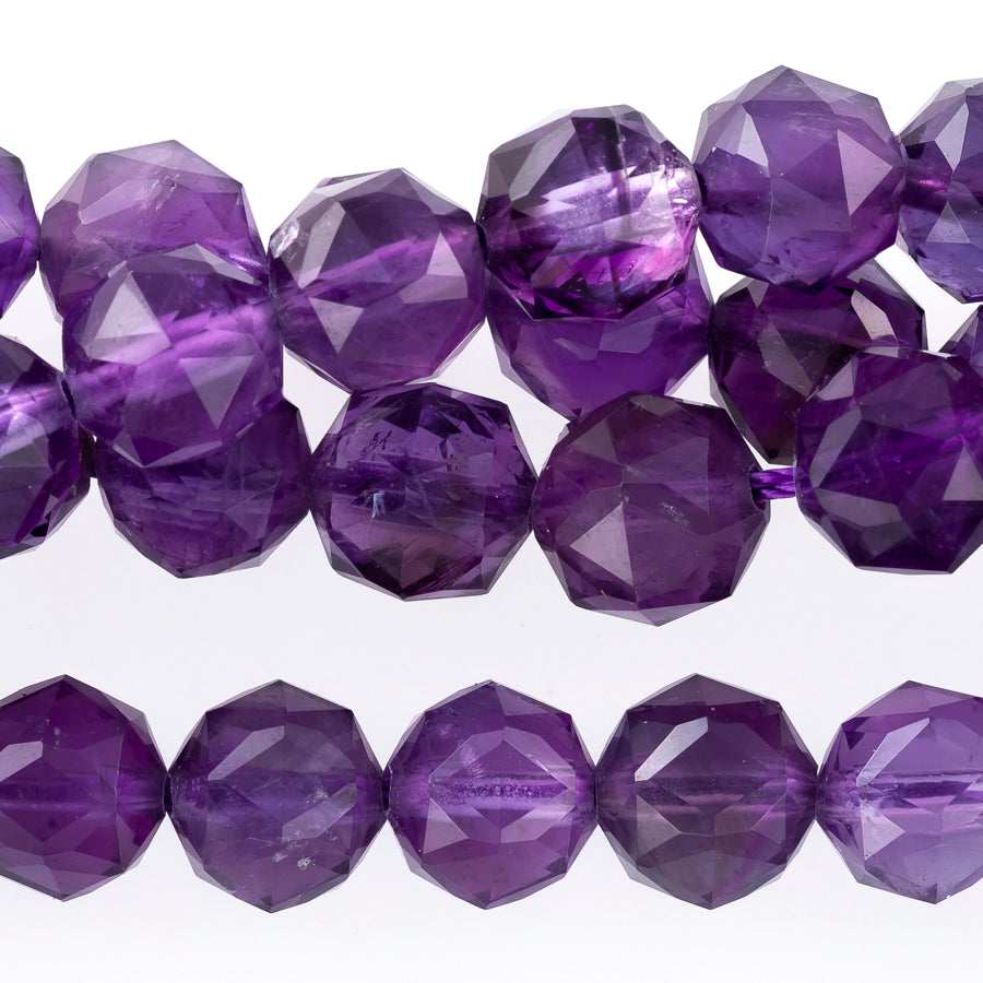 Amethyst 8mm Double Heart Faceted - 15-16 Inch