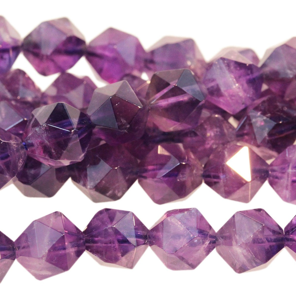 Amethyst 8mm Star Cut Round 15-16 Inch