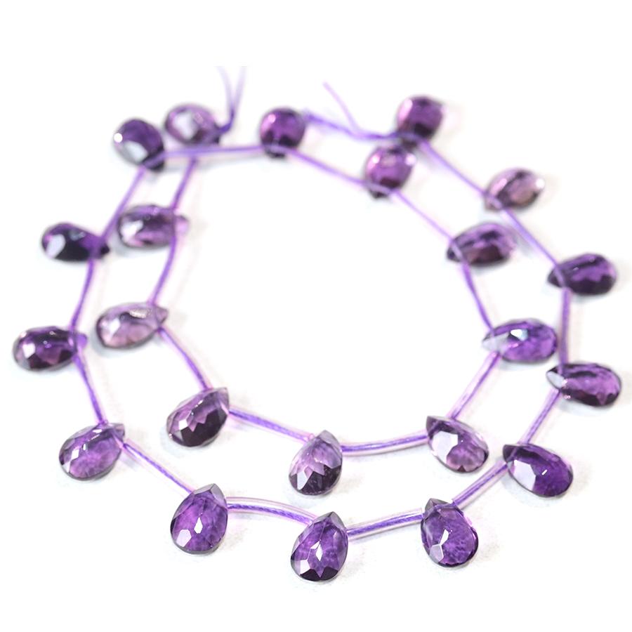 Amethyst 8x12mm Faceted Drop + Tube 15-16 Inch