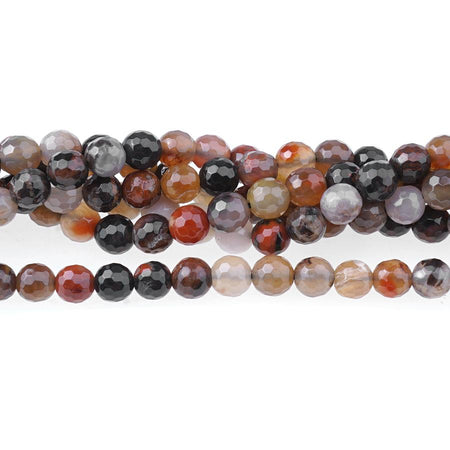 Arizona Petrified Wood Agate 6mm Faceted Round 15-16 Inch