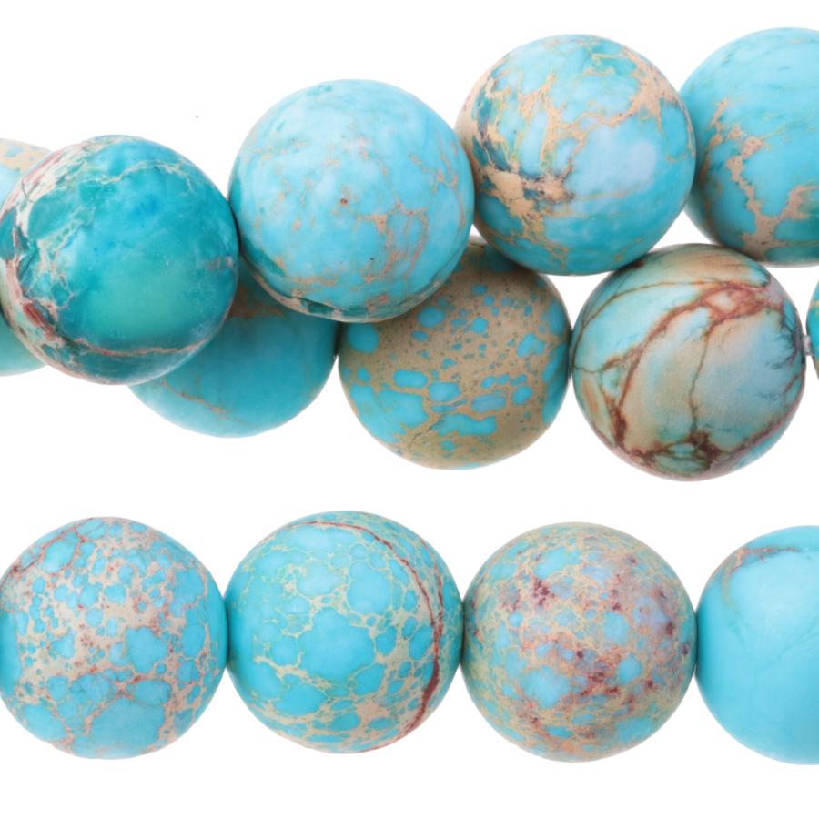 MATTE Aqua (dyed) Impression Jasper 10mm Round 15-16 Inch