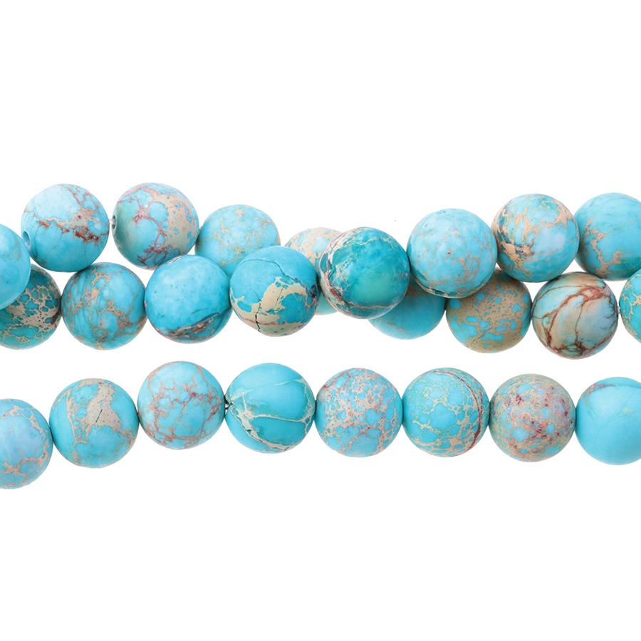 MATTE Aqua (dyed) Impression Jasper 10mm Round 15-16 Inch