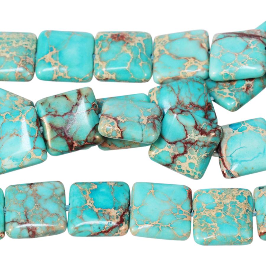 Aqua (Dyed) Impression Jasper 12mm Square 8-Inch