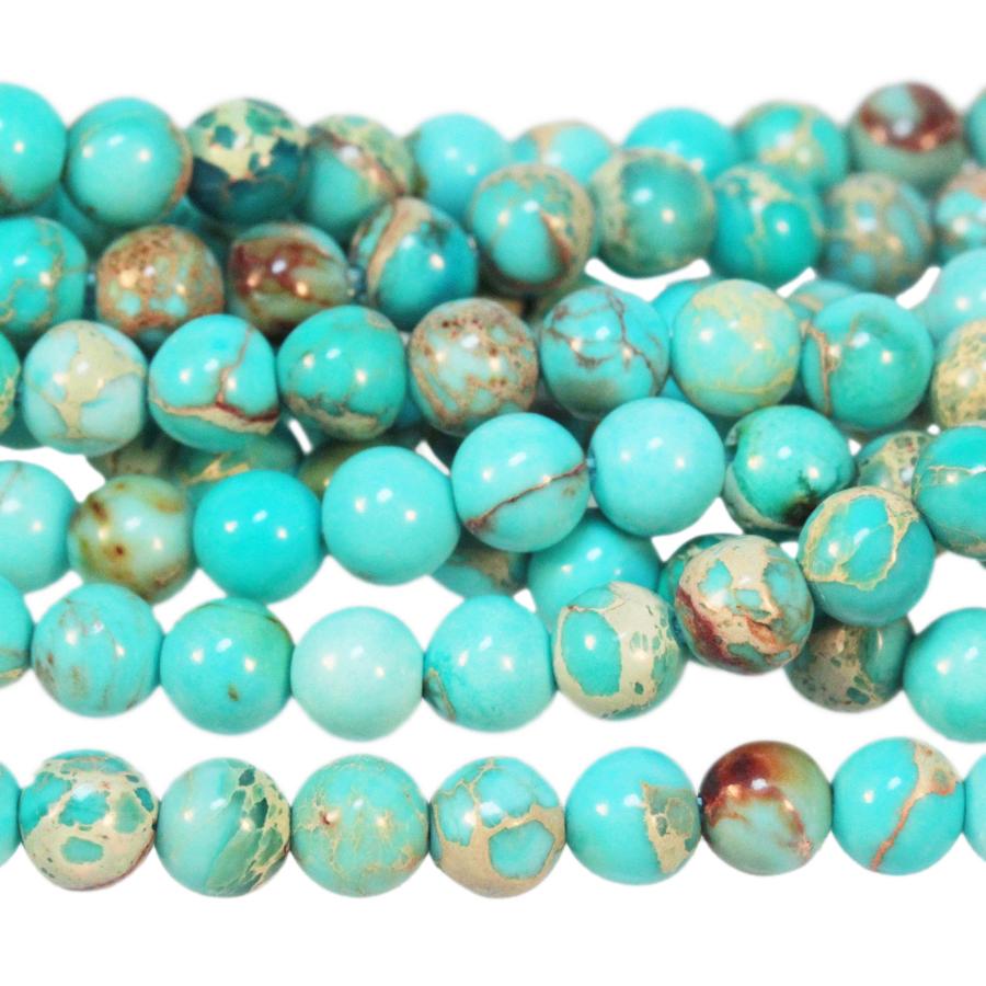 Aqua (Dyed) Impression Jasper 4mm Round 8-Inch - Goody Beads