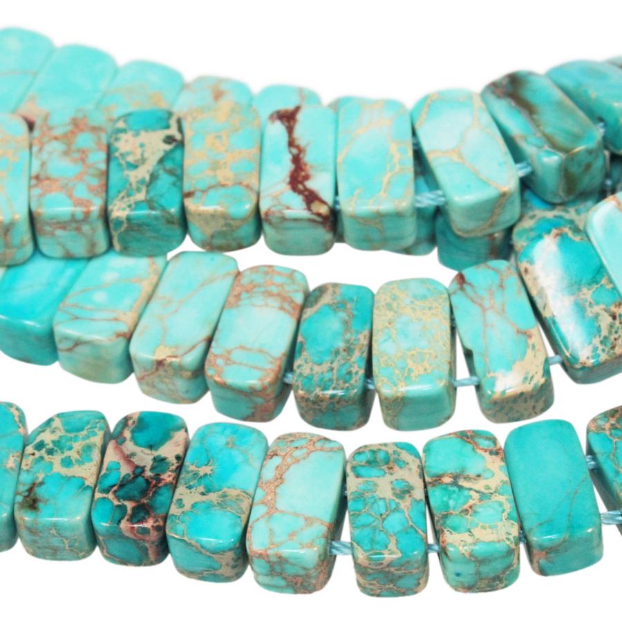 Aqua (Dyed) Impression Jasper 5x10mm Double Drill Rectangle 8-Inch