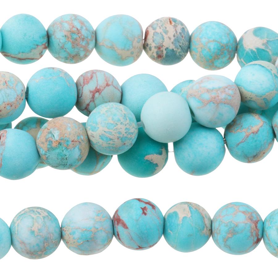 MATTE Aqua (dyed) Impression Jasper 6mm Round 15-16 Inch