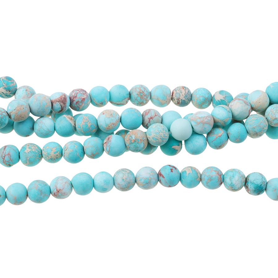 MATTE Aqua (dyed) Impression Jasper 6mm Round 15-16 Inch