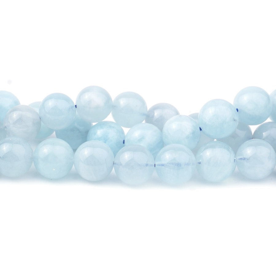 Aquamarine 10mm Round A Grade - 15-16 Inch - Goody Beads