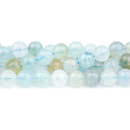 10mm Multi Aquamarine Natural Round AA Grade - 15-16 Inch - Goody Beads