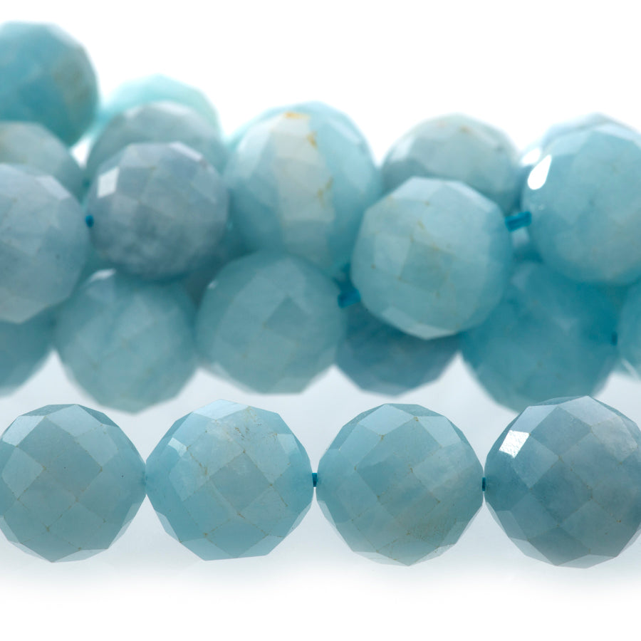 Aquamarine 10mm Round Faceted A Grade - 15-16 Inch - Goody Beads