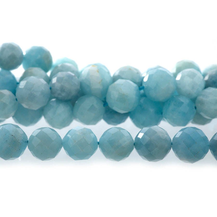 Aquamarine 10mm Round Faceted A Grade - 15-16 Inch - Goody Beads