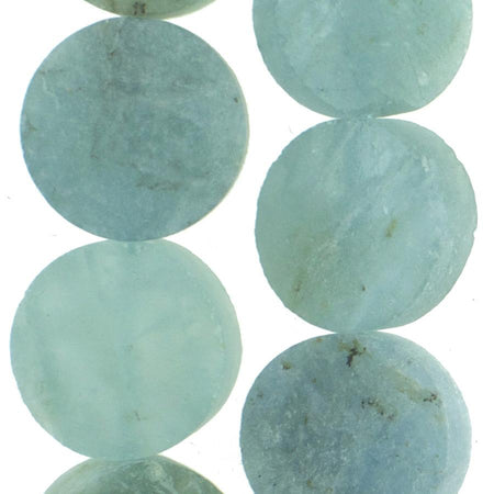 Aquamarine 12mm Coin Irregular Rough 8-Inch