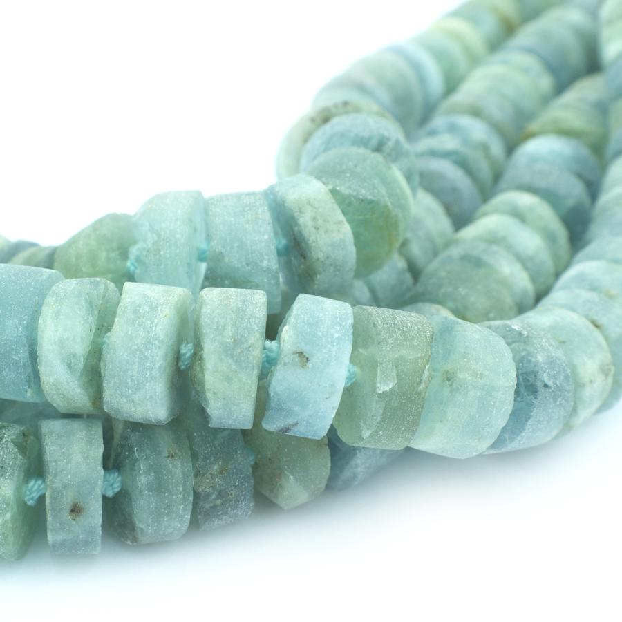 Aquamarine 12mm Heishi Irregular Rough 8-Inch