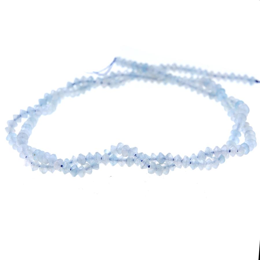 Aquamarine Diamond Cut, Faceted 2x3mm Saucer - 15-16 Inch