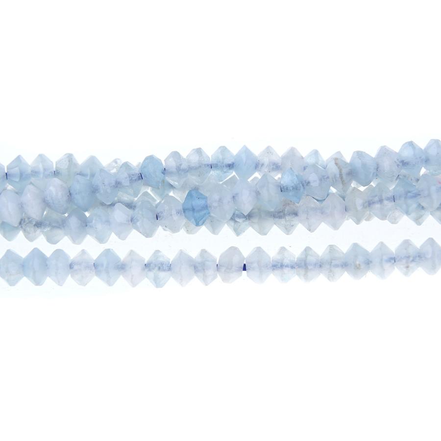 Aquamarine Diamond Cut, Faceted 2x3mm Saucer - 15-16 Inch