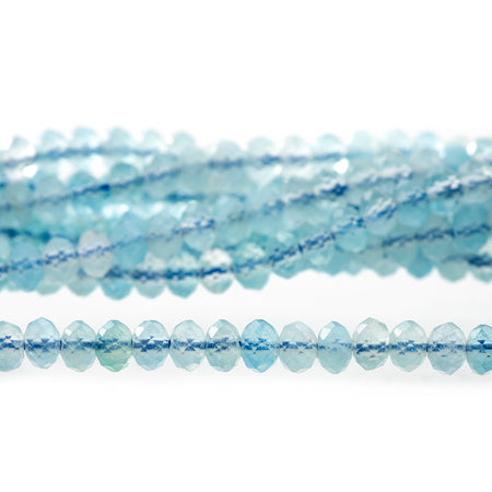 Aquamarine 3mm Rondelle Faceted A Grade - 15-16 Inch - Goody Beads