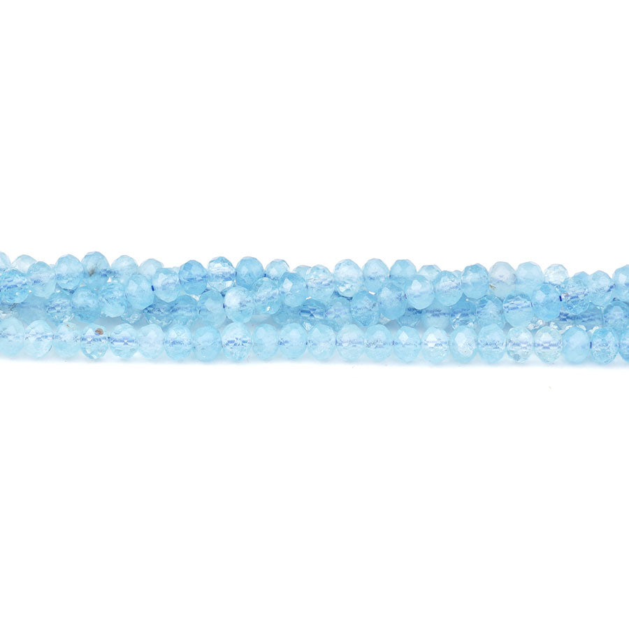 3X4mm Aquamarine Natural Faceted Rondelle AA Grade - 15-16 Inch - Goody Beads