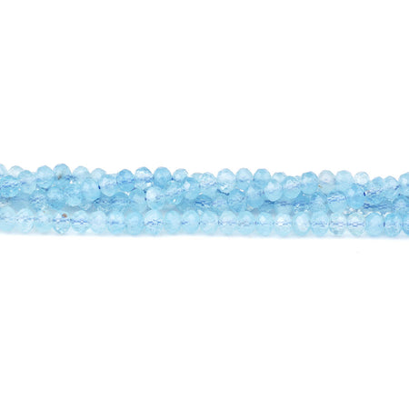 3X4mm Aquamarine Natural Faceted Rondelle AA Grade - 15-16 Inch - Goody Beads