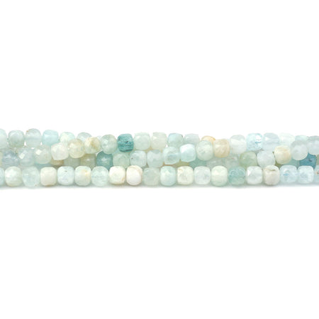 Aquamarine 4mm Diamond Cut Cube - Limited Editions - Goody Beads