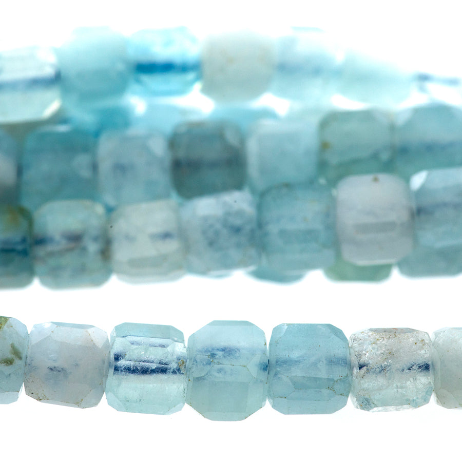 Aquamarine 4mm Cube Table Cut - 15-16 Inch - Goody Beads