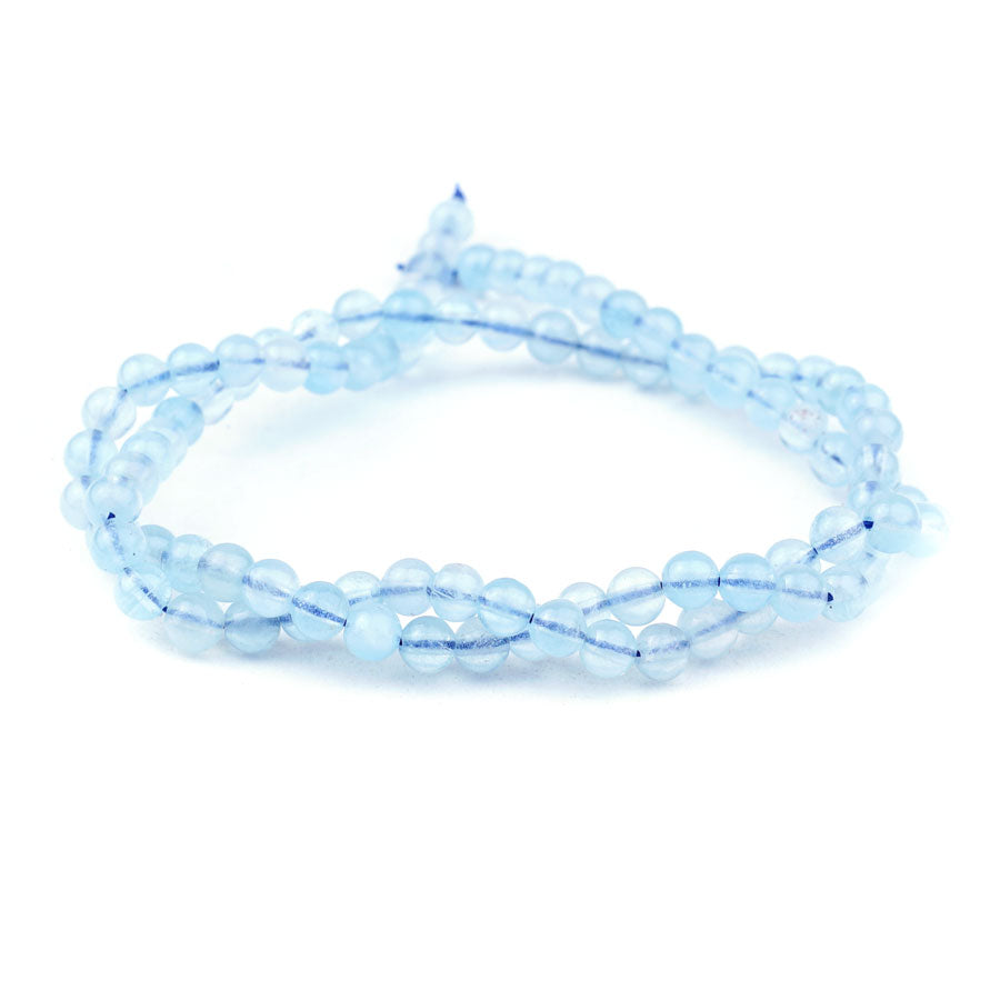 4mm Aquamarine Natural Round AA Grade - 15-16 Inch - Goody Beads