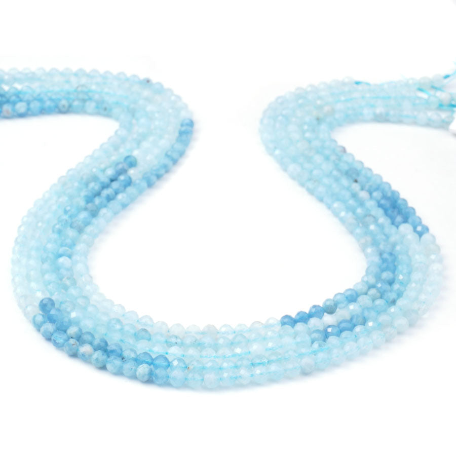 Aquamarine 4mm Round Faceted A Grade Banded - Limited Editions - Goody Beads