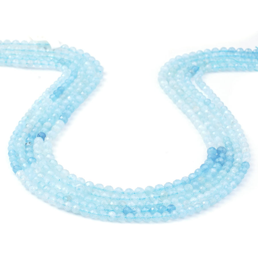 Aquamarine 4mm Round Faceted AA Grade Banded - Limited Editions - Goody Beads
