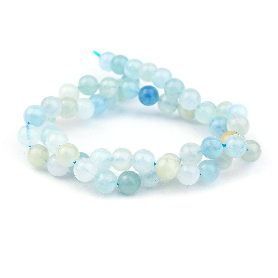 6mm Multi Aquamarine Natural Round A Grade - 15-16 Inch - Goody Beads