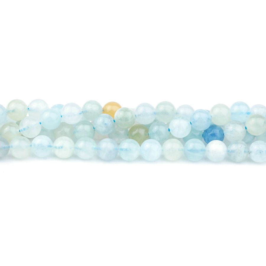 6mm Multi Aquamarine Natural Round A Grade - 15-16 Inch - Goody Beads