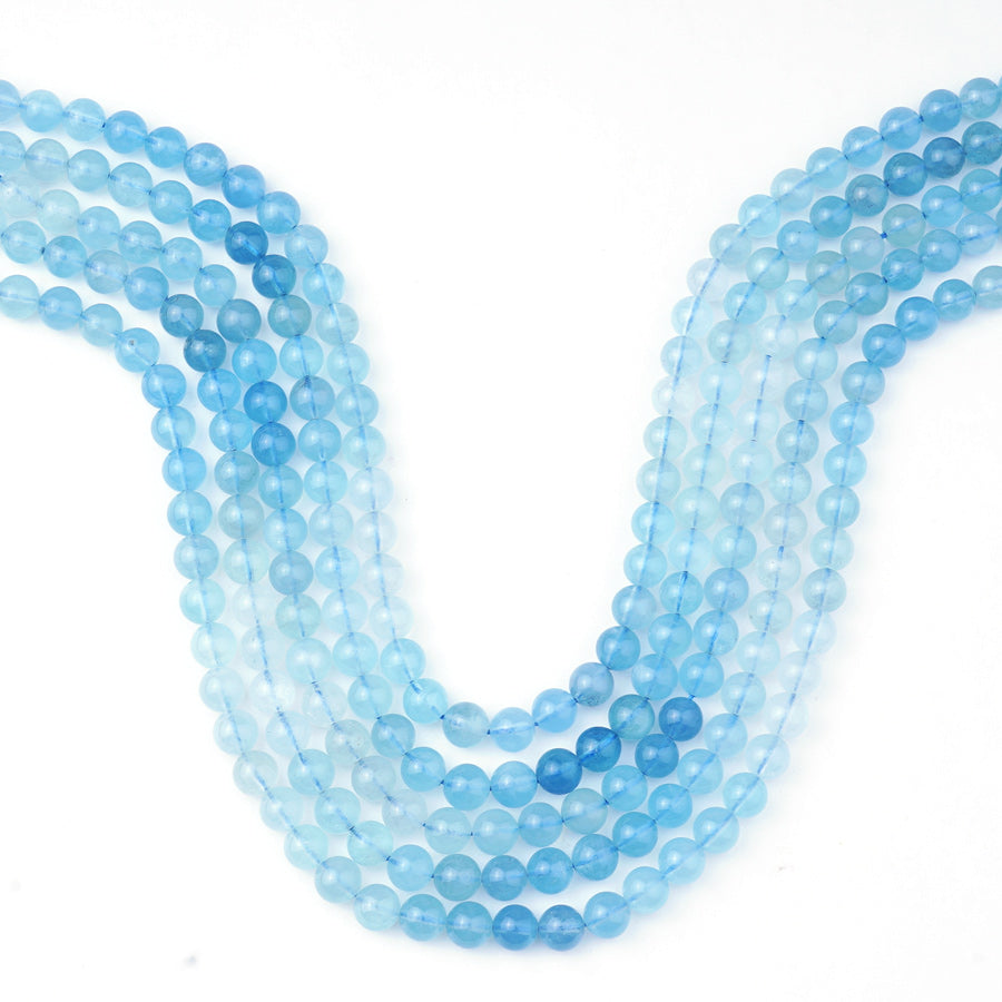 Aquamarine Banded 8mm Round - 15-16 Inch - Goody Beads