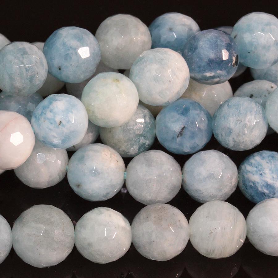 Aquamarine (multi) 8mm Faceted Round 15-16 Inch