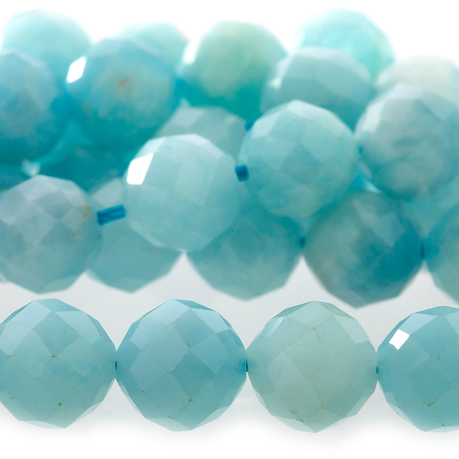 Aquamarine 8mm Round Faceted A Grade - 15-16 Inch - Goody Beads