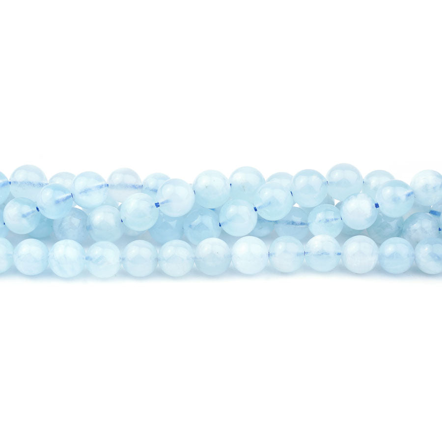 8mm Feather Aquamarine Natural Round AA Grade - 15-16 Inch - Goody Beads