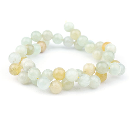 8mm Green Yellow Mix Aquamarine Natural Round - 15-16 Inch - Goody Beads