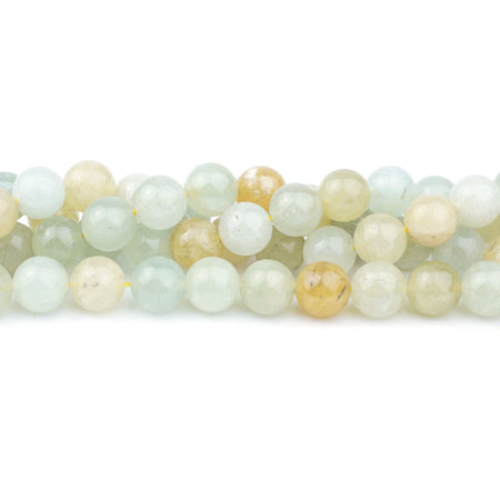 8mm Green Yellow Mix Aquamarine Natural Round - 15-16 Inch - Goody Beads