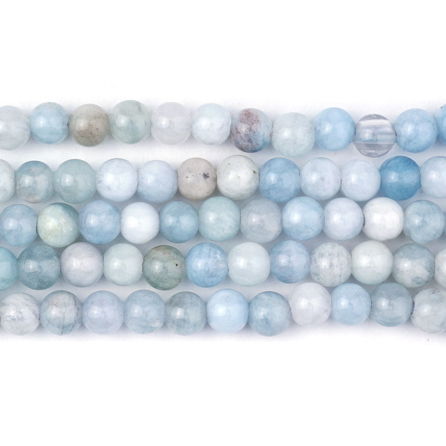 Aquamarine 6mm Round - Large Hole Beads - Goody Beads