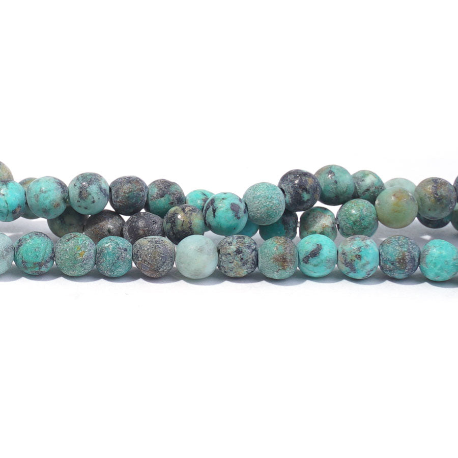 4mm MATTE African Turquoise Stabilized Round - 15-16 Inch - Goody Beads